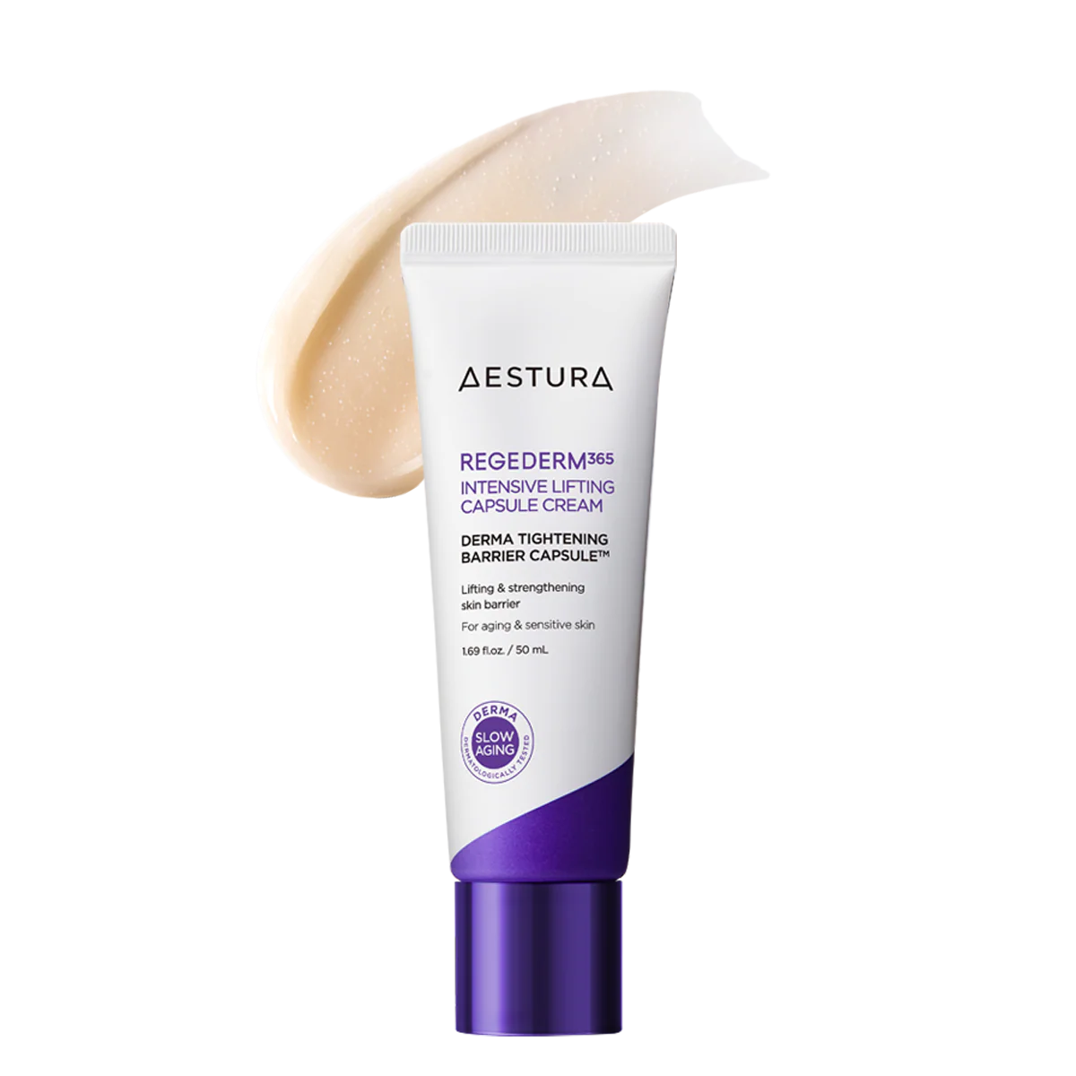 AESTURA Regederm 365 Intensive Lifting Capsule Cream in a 50ml jar for firming, lifting, and anti-aging care.