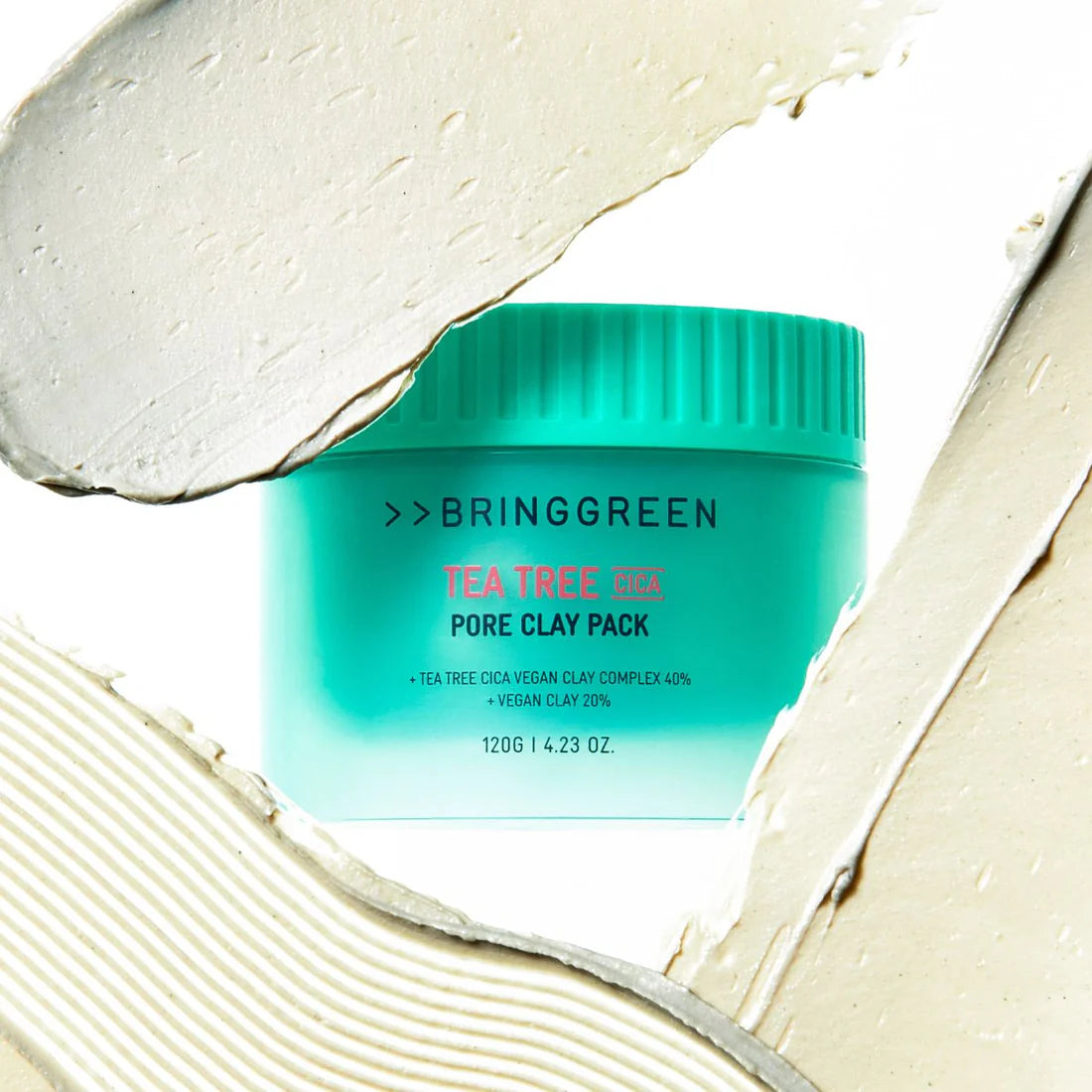 BRINGGREEN Tea Tree Cica Pore Clay Pack – Vegan Korean clay mask with 10% tea tree complex and centella for gentle pore cleansing and soothing sensitive skin.