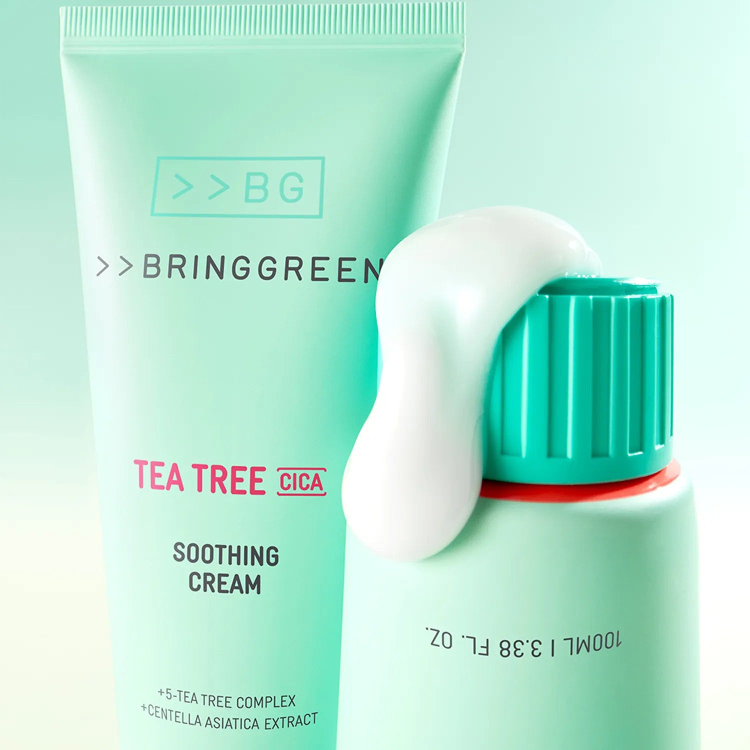 BRINGGREEN Tea Tree Cica Soothing Cream Plus – Korean soothing cream with 5-Tea Tree Complex and cica for calming, cooling, and hydrating sensitive skin.