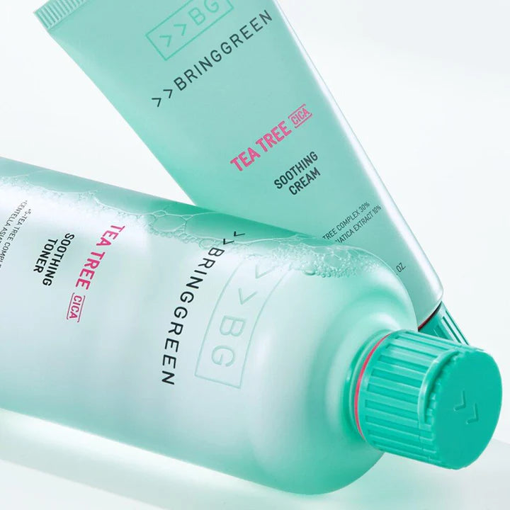 BRINGGREEN Tea Tree Cica Soothing Toner – Korean toner with 5-Tea Tree Complex and Cica for calming, cooling, and moisturizing sensitive or acne-prone skin.