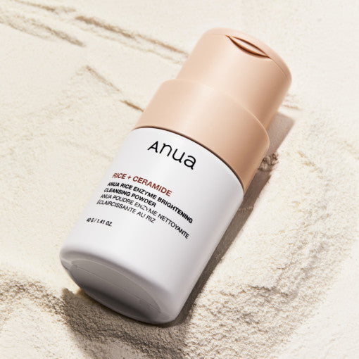 Anua Rice Enzyme Brightening Cleansing Powder – gentle Korean skincare exfoliating face cleanser for dull, uneven skin tone.