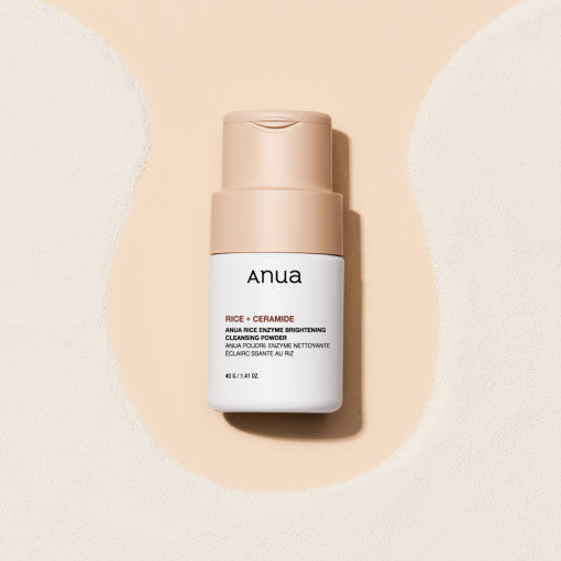Anua Rice Enzyme Brightening Cleansing Powder – gentle Korean skincare exfoliating face cleanser for dull, uneven skin tone.