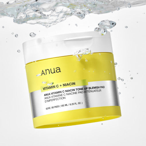 Anua Vitamin C+Niacin Blemish Tone-Up Pad – Korean skincare brightening exfoliating pad for dull, uneven skin.