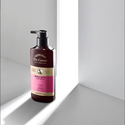 dr groot multi perfection shampoo bottle for dull hair on white background