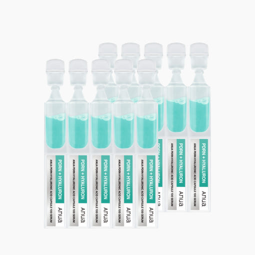 Anua PDRN Hyaluronic Acid Capsule 100 Serum x10 – intensive Korean skincare ampoule set with hyaluronic acid, collagen, and PDRN to hydrate and restore skin.