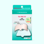 BRINGGREEN Tea Tree Cica Pore Nose Pack – Korean 2-step nose mask that gently dissolves blackheads and soothes with Tea Tree and Cica extract.