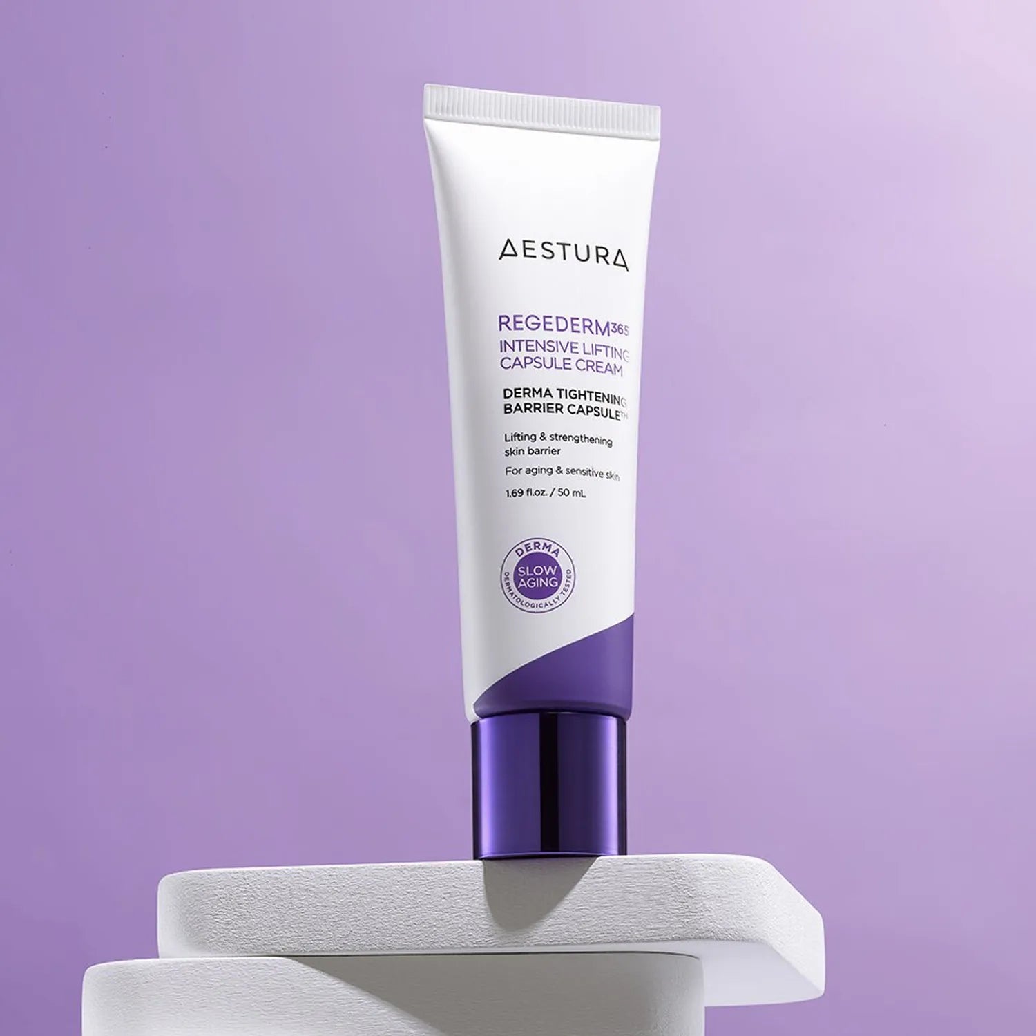 AESTURA Regederm 365 Intensive Lifting Capsule Cream in a 50ml jar for firming, lifting, and anti-aging care.