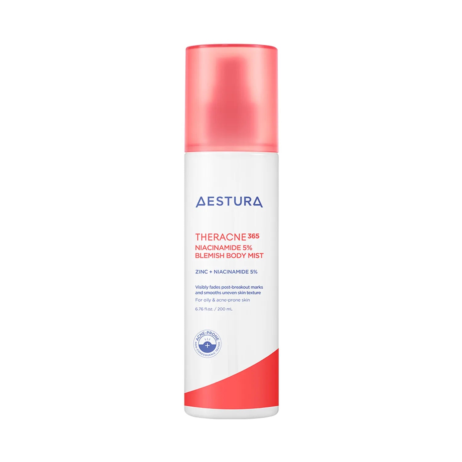 AESTURA Theracne 365 Niacinamide 5% Blemish Body Mist in a 200ml spray bottle for post-acne body care and soothing.
