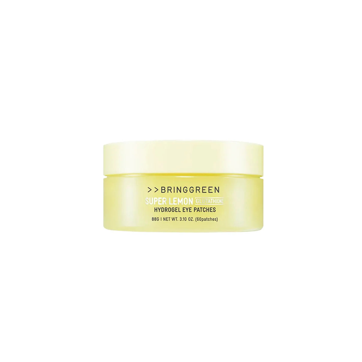 BRINGGREEN Super Lemon Glutathione Hydrogel Eye Patches – brightening patches with Jeju lemon and glutathione to reduce dark circles and discoloration.