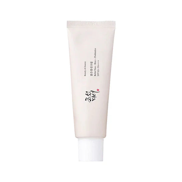 minimalist tube labeled Beauty of Joseon Relief Sun SPF 50+