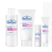 Dr. Belmeur Daily Repair Skincare Set with full and travel sizes of toner and moisturizer in soft, calming packaging