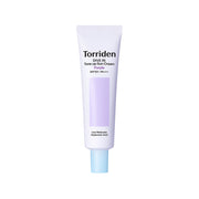 Torriden Purple Tone Up Sunscreen tube with lavender-tinted cream, sleek pastel design