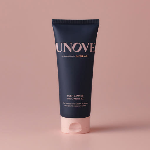 Unove deep damage treatment EX tube on a pink background