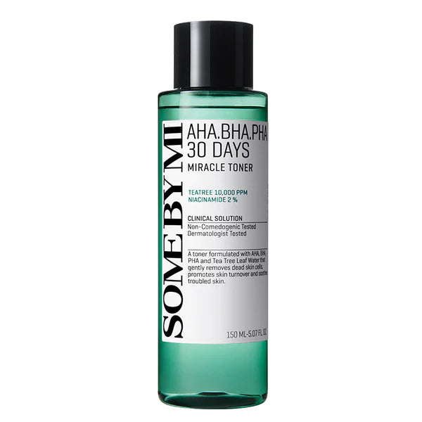 Solve By Mi AHA.BHA.PHA 30 Days Miracle Toner bottle on a white background